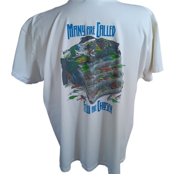 Vintage T-shirt XL Columbia Sportswear Fishing Tackle Box Distress Trash Mexico - Picture 1 of 5